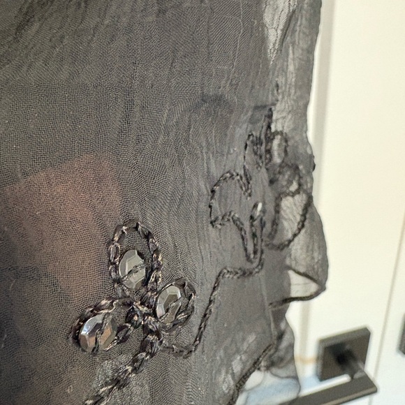 Y2K Lightweight Summer Sleek Sheer Black Women's Coverup Top Size Medium - Picture 6 of 13